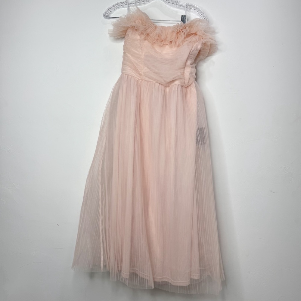 NWT Lulu’s Rouched  Rose Blush Tulle Midi Dress Size 14
